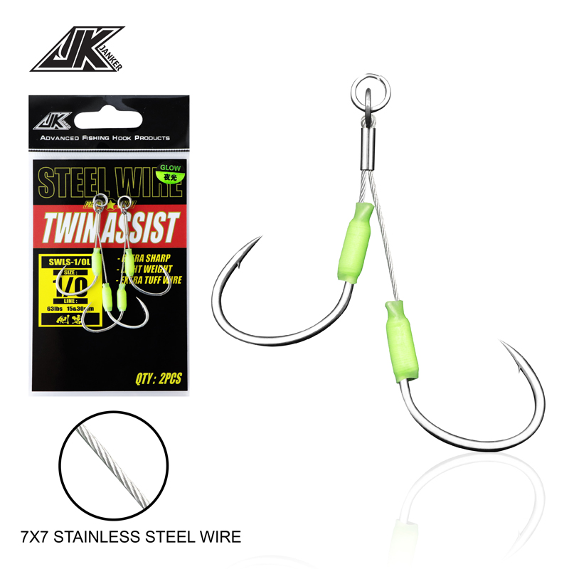 Fishing Hook Barbless - JK 3PACK Slijtvaste Jigging Haak Staaldraad