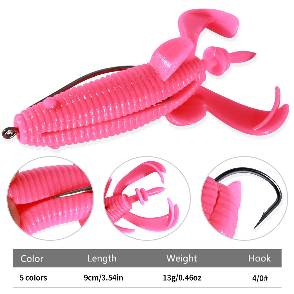 Fishing Hook Weedless - Zwevende zachte kikker aas versterkte offset