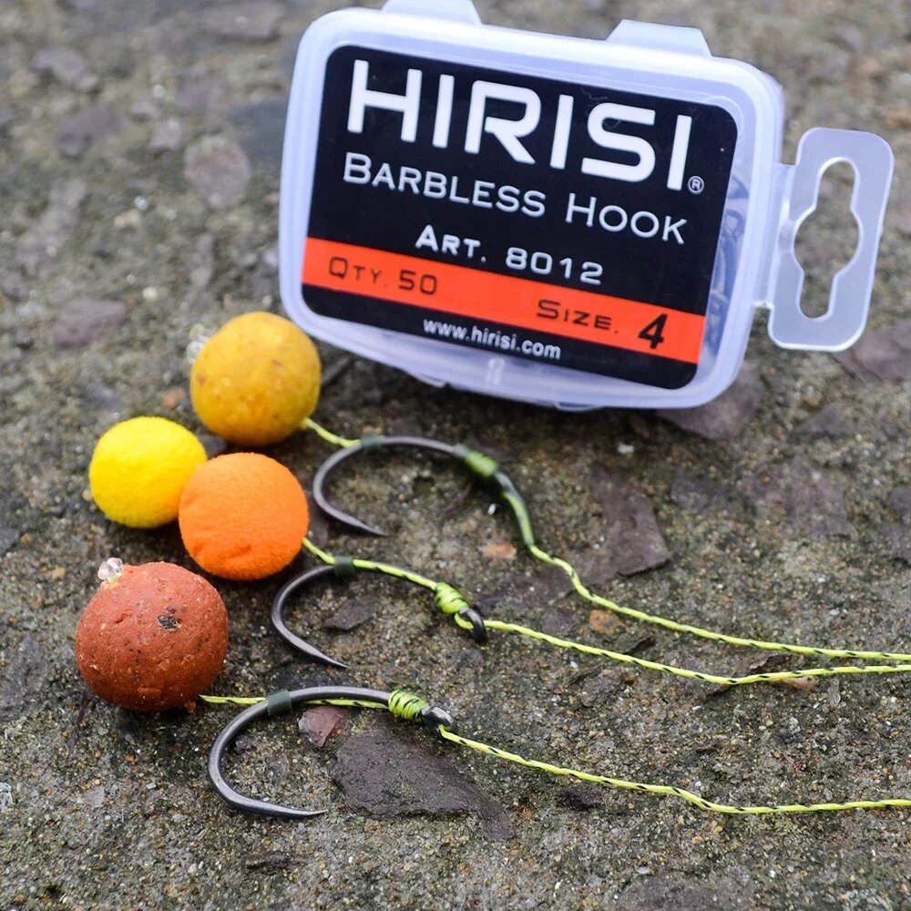 Fishing Hook Barbless - Hirisi 50 stks Coating High Carbon